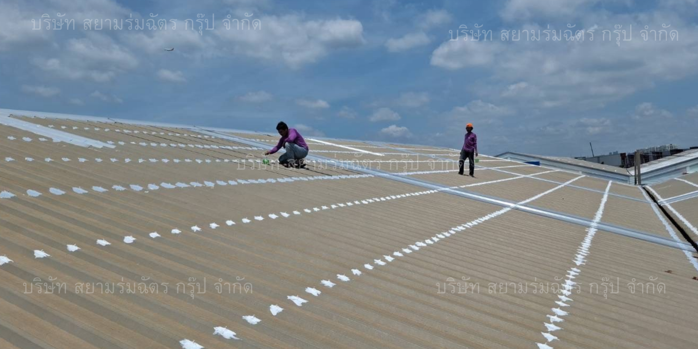 กันซึมหัวน็อตยึดแผ่นหลังคาอาคาร B